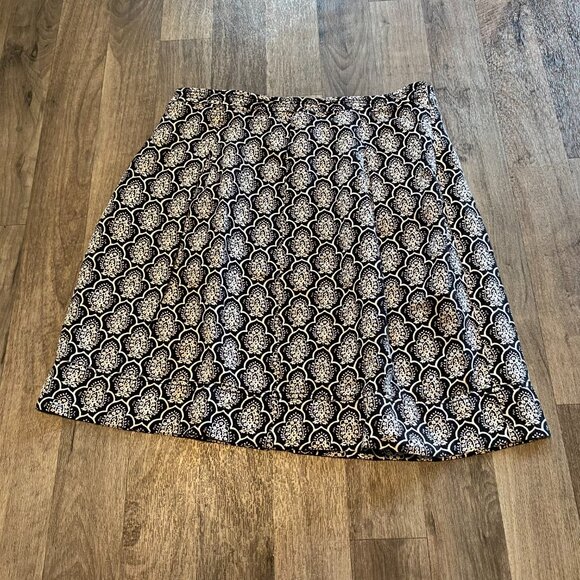 Loft Geometric Pleated Mini Skirt Linen Blend Size 4 - Picture 3 of 7